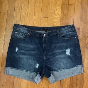 NEW ellos Blue Jean Shorts with Classic Style Ladies 22 Stretch